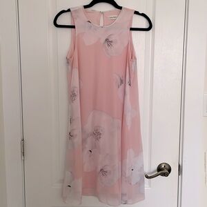 Calvin Klein pink chiffon floral dress
